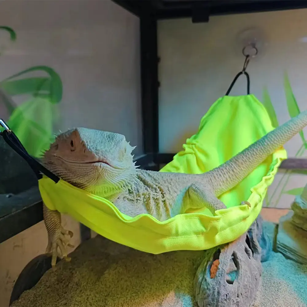 Color-Changing Lizard Hammock Swing Bed Hanging Reptile Tank Accessories with Suction Cups for Bearded Dragon Chameleon