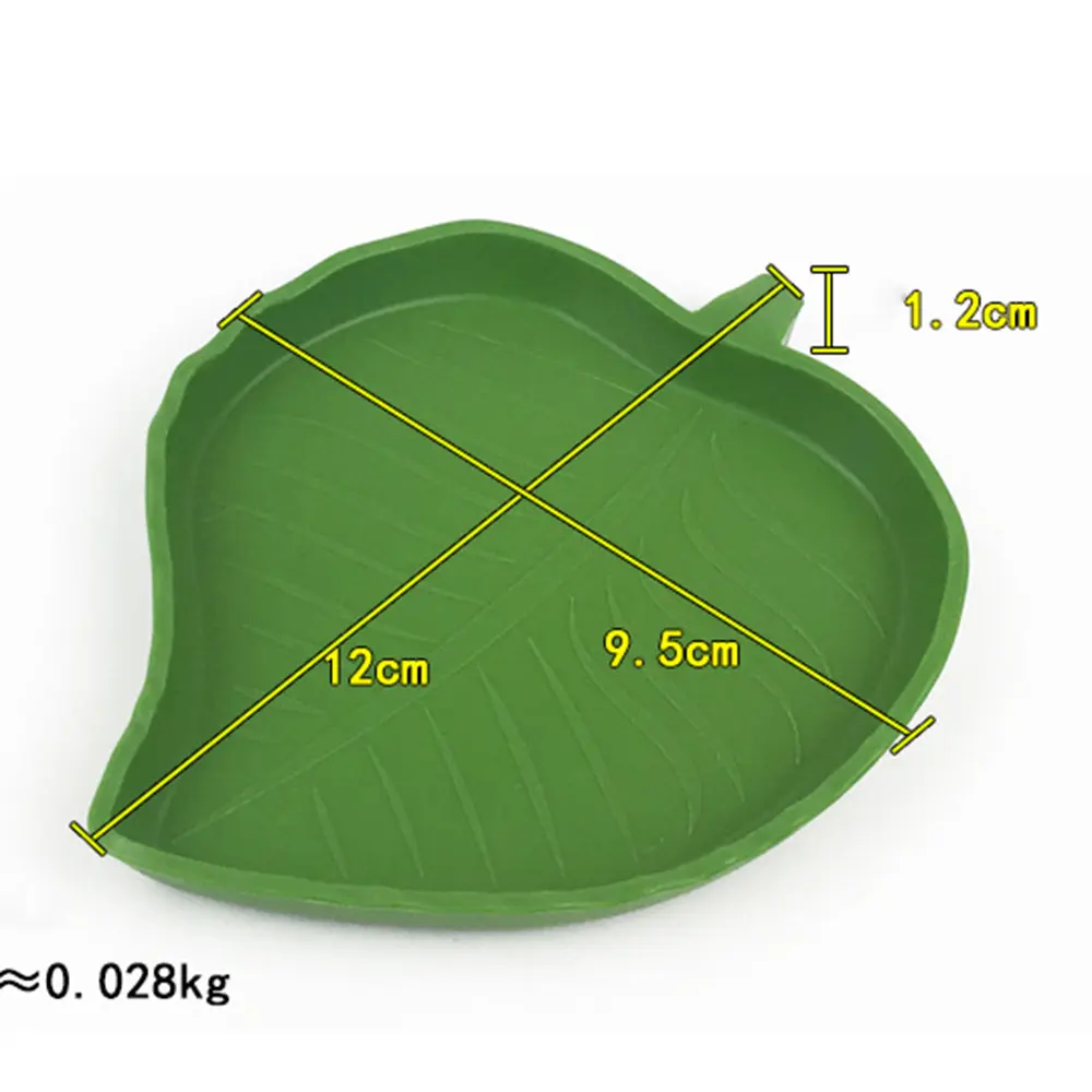 Reptile Feeder Leaf Shape Bowl 2Pcs Multi-Size Food Water Bowl for Turtle Lizards Hamsters Tortoise Gecko Small Pets Supplies
