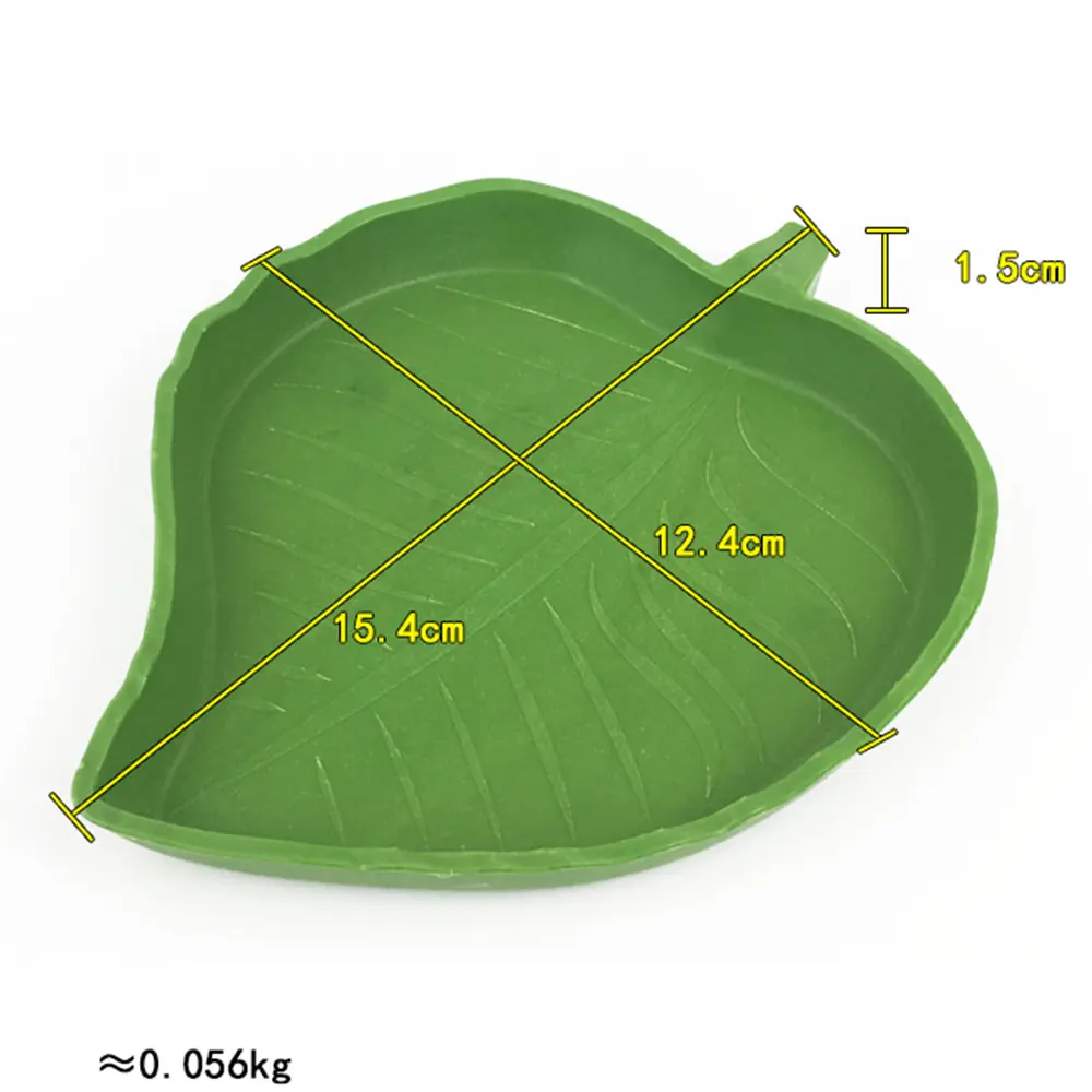 Reptile Feeder Leaf Shape Bowl 2Pcs Multi-Size Food Water Bowl for Turtle Lizards Hamsters Tortoise Gecko Small Pets Supplies