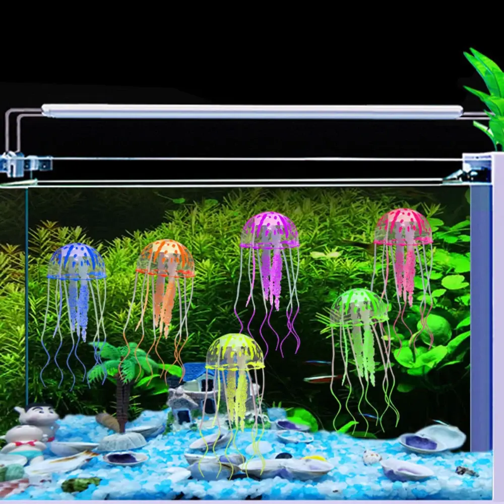 Aquarium Artificial Swim Luminous Jellyfish Decoration Fish Tank Silicone Luminous Jellyfish Ornament Aquarium Landscape Decor
