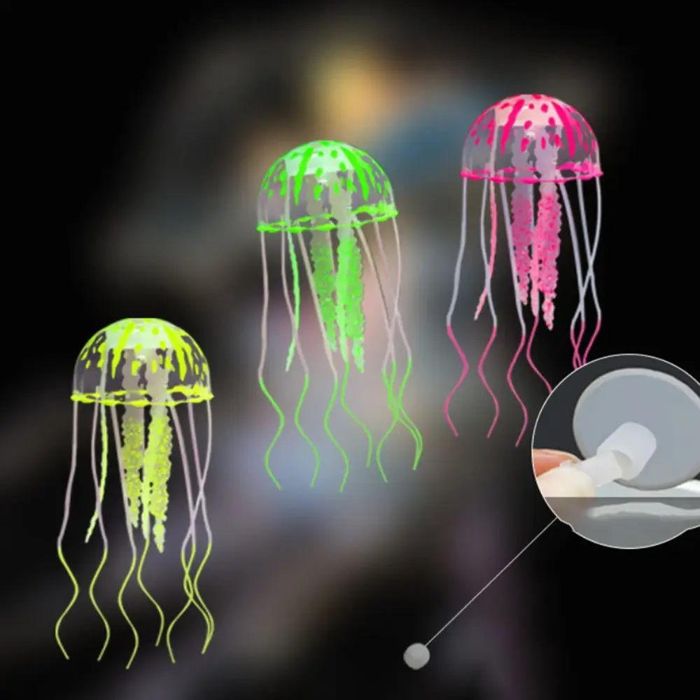 Aquarium Artificial Swim Luminous Jellyfish Decoration Fish Tank Silicone Luminous Jellyfish Ornament Aquarium Landscape Decor