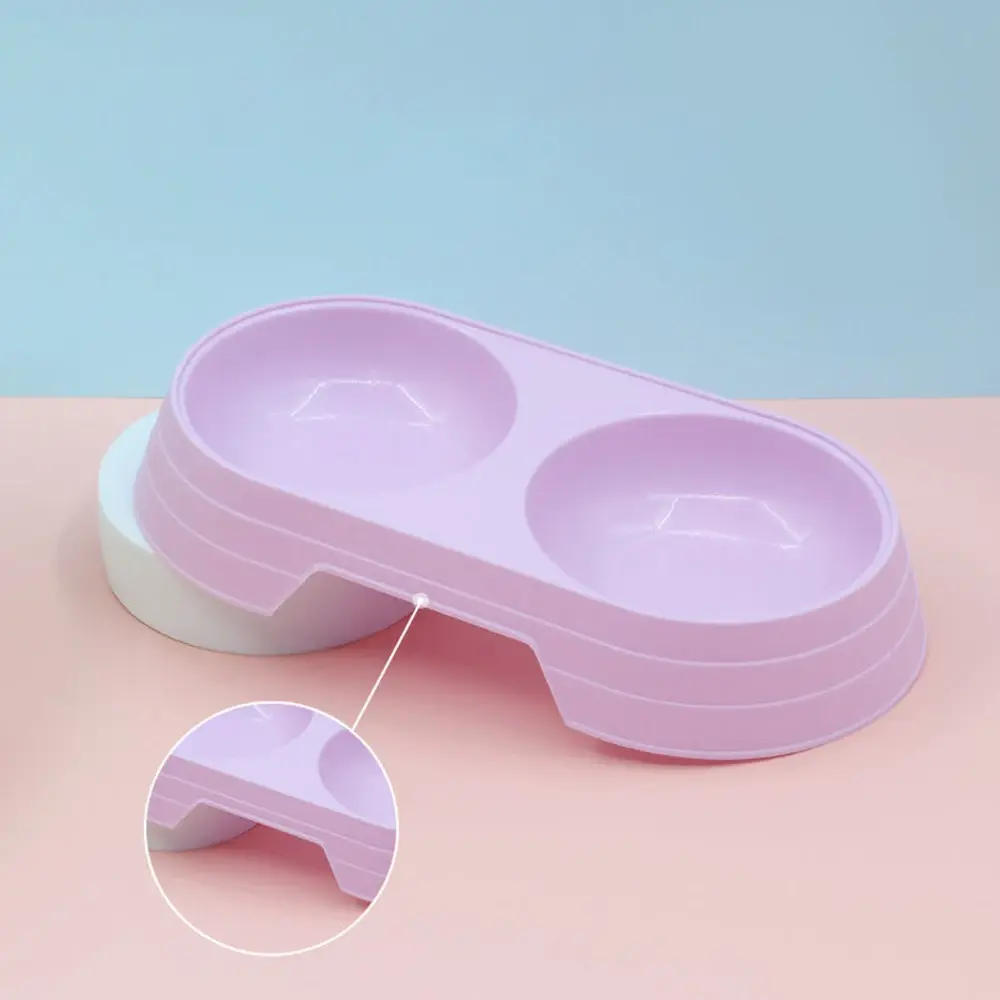 Pet Double Bowl Plastic Cat Dog Food Drinking Tray Feeder Pet Feeding Watering Bowl Pet Supplies Accessories