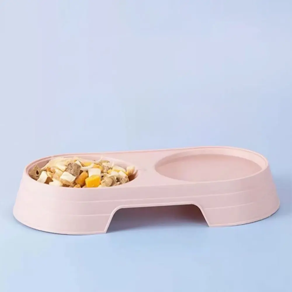 Pet Double Bowl Plastic Cat Dog Food Drinking Tray Feeder Pet Feeding Watering Bowl Pet Supplies Accessories