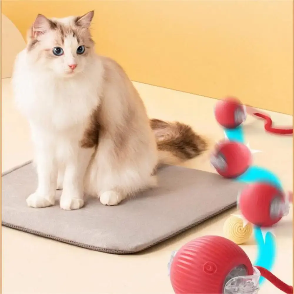 Cat Interactive Ball Toys 3 Mode Automatic Rolling Ball Faux Tail Rechargeable Smart Pet Electric Toy Training Imitate Mouse