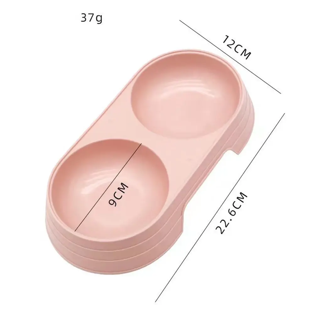 Pet Double Bowl Plastic Cat Dog Food Drinking Tray Feeder Pet Feeding Watering Bowl Pet Supplies Accessories
