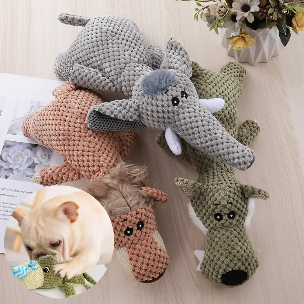 Cute Plush Squeaky Stuffed Toys Pet Toy for Large Dogs Fleece Durable Chewing Molar Teeth Cleaning Cute Soft Dog Toys