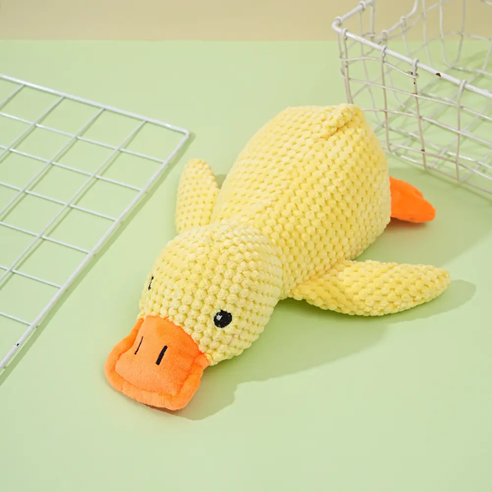 S/M/L Cartoon Bite Resistant Yellow Duck Dog Toy Plush Companion Sleeping Ducks Teeth Grinding Sound Relief Duck Sound Pet Toys
