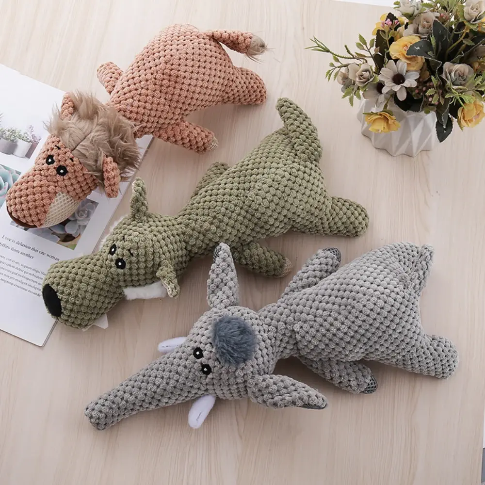 Cute Plush Squeaky Stuffed Toys Pet Toy for Large Dogs Fleece Durable Chewing Molar Teeth Cleaning Cute Soft Dog Toys