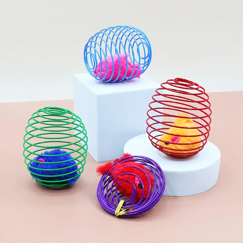 Stretchable Cat Toys Interactive Rolling Ball Mouse Cage Random Color Pet Accessories
