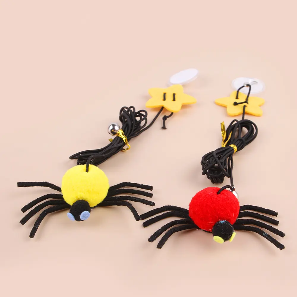 Cat Pet Toy Hanging Door To Relieve Depression Swinging Hanging Elastic Rope Feather Playing Stick Bell Spider Stick Pet Supply