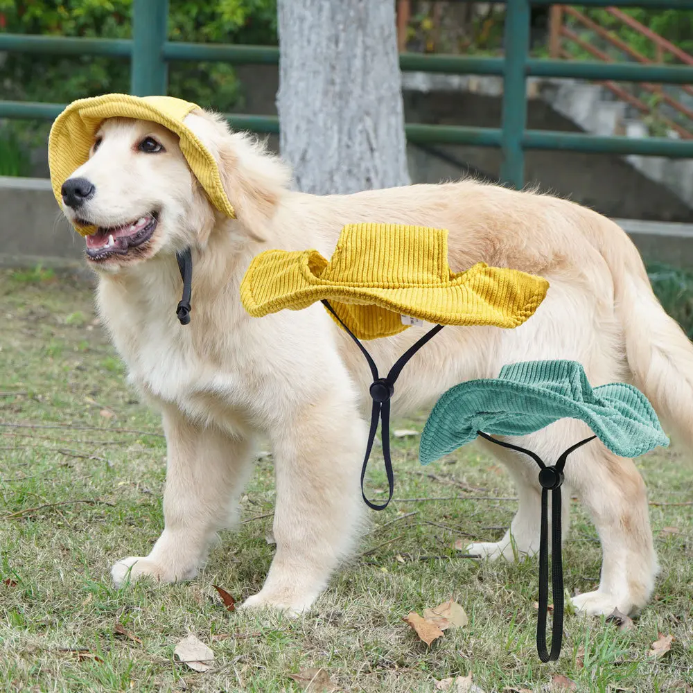 With Ear Holes Pet Sun Hat Adjustable Cap Summer Sport Hat Breathable Corduroy Outdoor Cosplay Pet Accessories for Dogs Cats