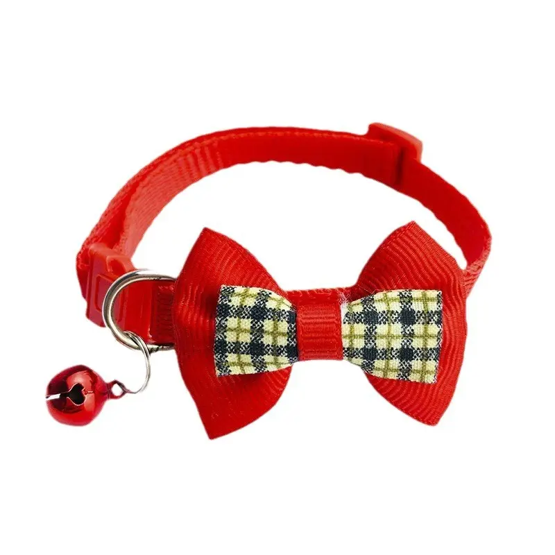Adjustable Cute Pets Dog Cat Collars Bow Tie With Bell Pendant Necklace Fashion Necktie Safety Buckle Pet Clothing Accessoreis