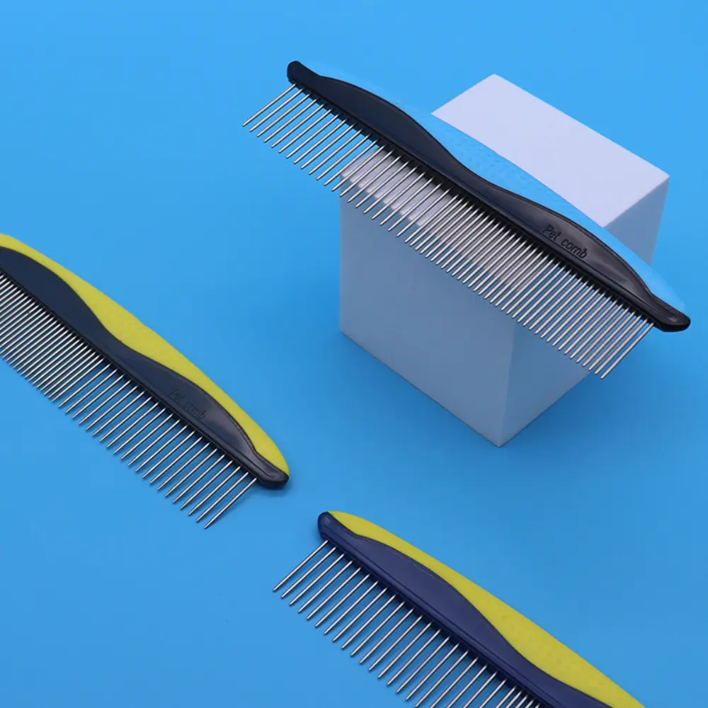 Stainless Steel Double Teeth Pet Comb Dense Grooming Tool For Open Knot & Floating Hair Removal, Long Hair Cat Dog Supplies