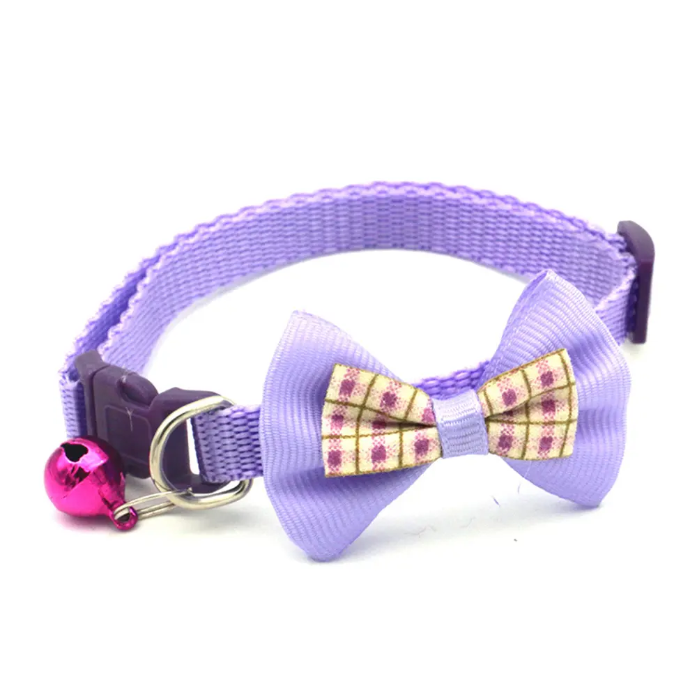 Adjustable Cute Pets Dog Cat Collars Bow Tie With Bell Pendant Necklace Fashion Necktie Safety Buckle Pet Clothing Accessoreis