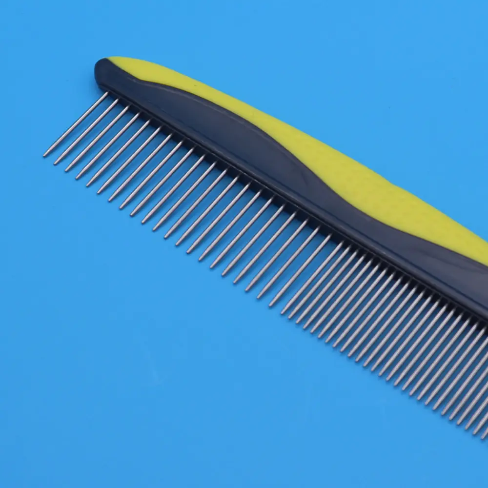 Stainless Steel Double Teeth Pet Comb Dense Grooming Tool For Open Knot & Floating Hair Removal, Long Hair Cat Dog Supplies