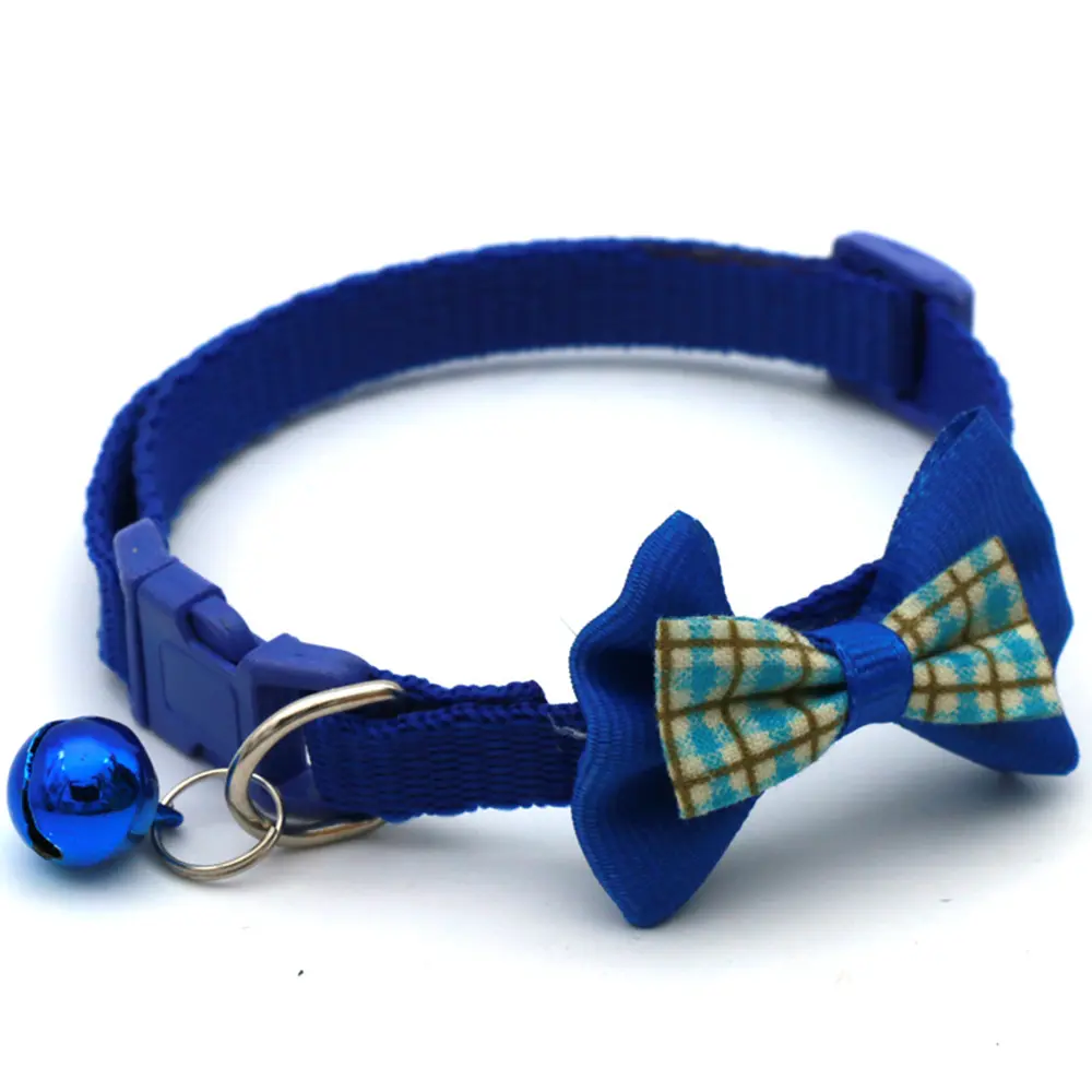 Adjustable Cute Pets Dog Cat Collars Bow Tie With Bell Pendant Necklace Fashion Necktie Safety Buckle Pet Clothing Accessoreis
