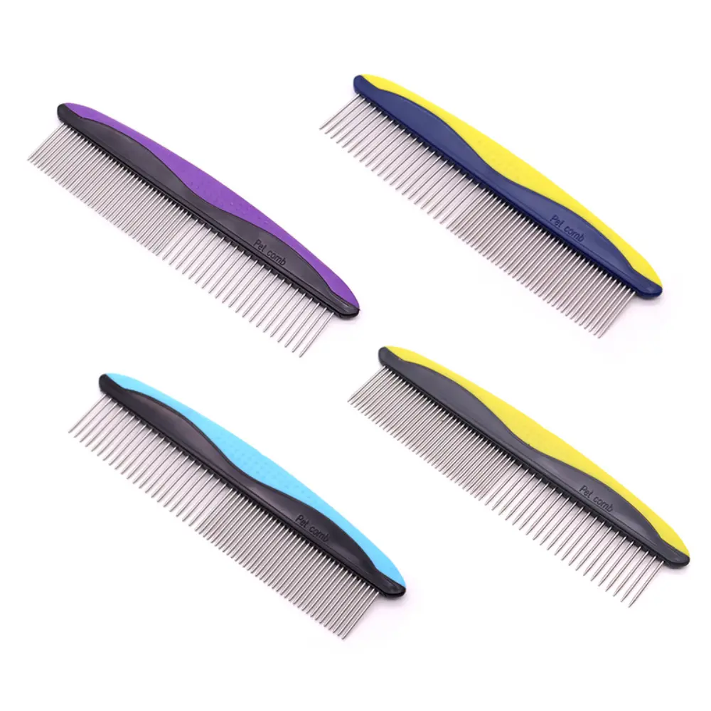 Stainless Steel Double Teeth Pet Comb Dense Grooming Tool For Open Knot & Floating Hair Removal, Long Hair Cat Dog Supplies