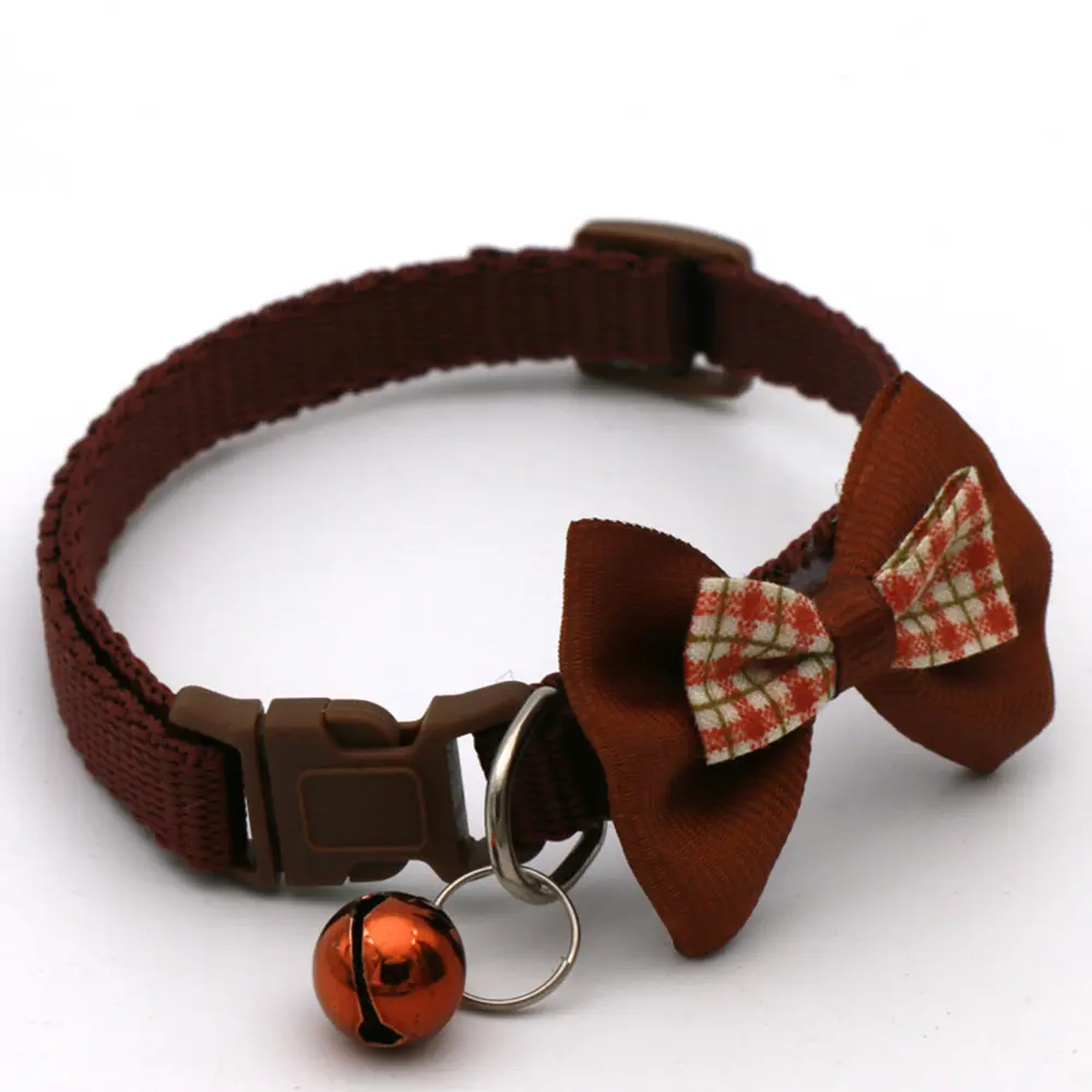 Adjustable Cute Pets Dog Cat Collars Bow Tie With Bell Pendant Necklace Fashion Necktie Safety Buckle Pet Clothing Accessoreis