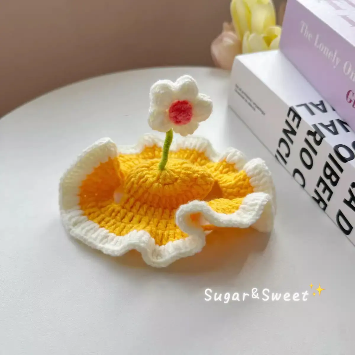Cute Flower Cat Hat Pet Cap Knitted Headgear Puppy Kittens Woolen Transformation Dress Up Headdress Fashion Funny Pet Accessory
