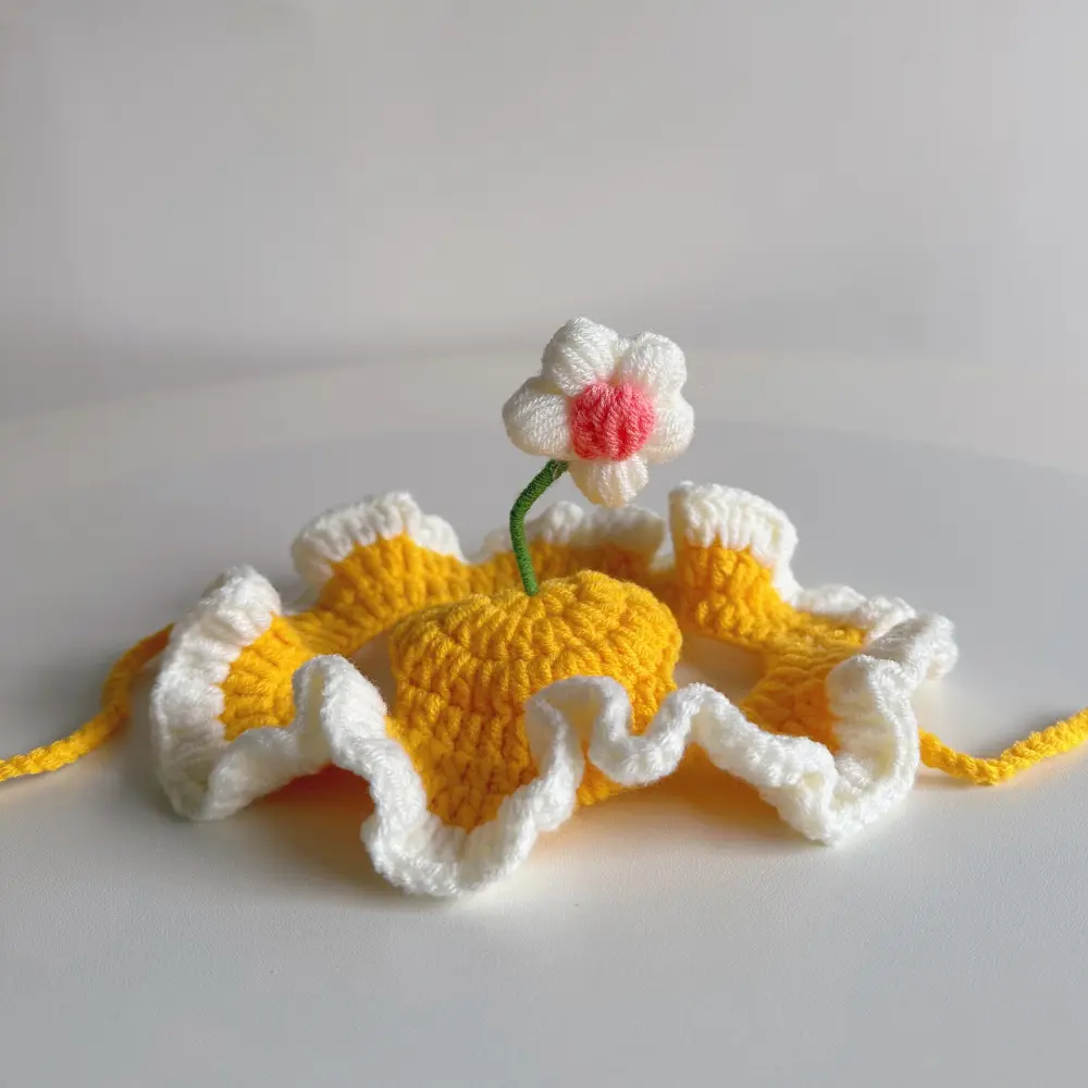 Cute Flower Cat Hat Pet Cap Knitted Headgear Puppy Kittens Woolen Transformation Dress Up Headdress Fashion Funny Pet Accessory