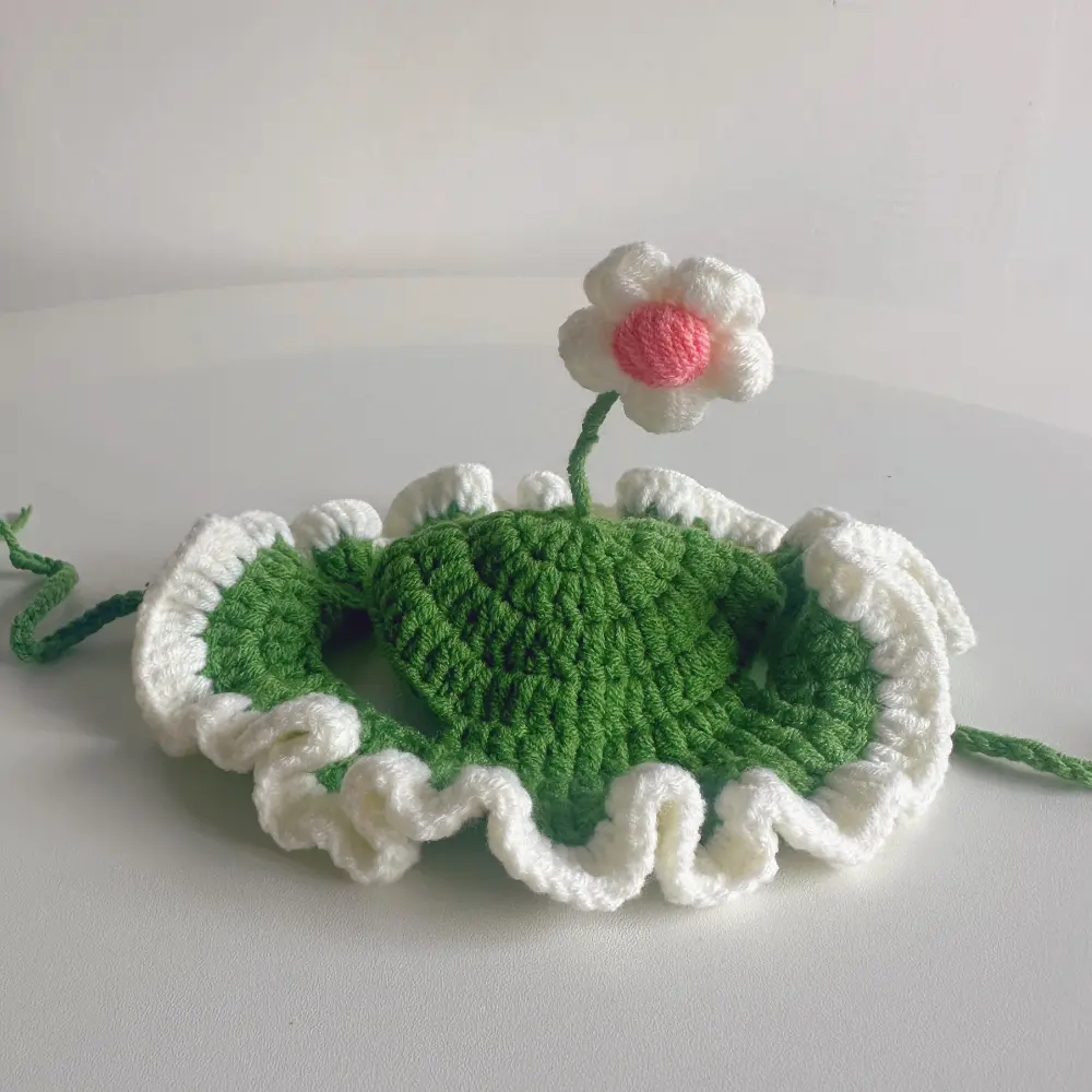 Cute Flower Cat Hat Pet Cap Knitted Headgear Puppy Kittens Woolen Transformation Dress Up Headdress Fashion Funny Pet Accessory