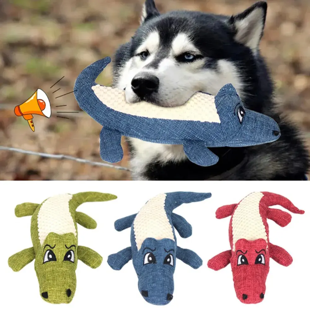 Squeaky Sound Pet Dog Toys Plush Toy for Small Dogs Pet Fun Crocodile Shape Durable Chewing Grinding Pet Supplies Cute Toy