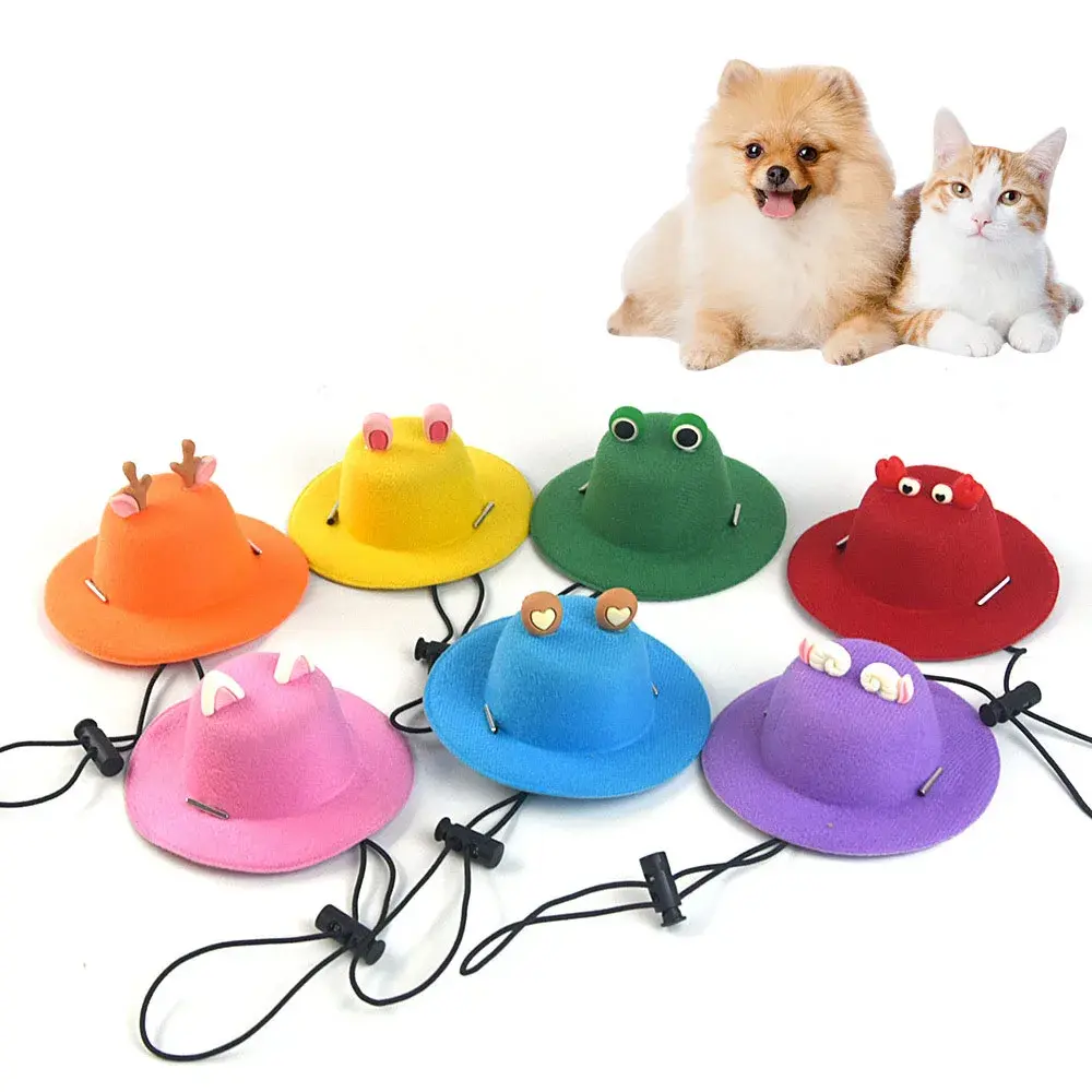 Cute Funny Pet Hat Cute Cartoon Animal Adjustable Dog Hat Summer Sun Hat for Small Dogs Cats Photo Props Pet Supplies