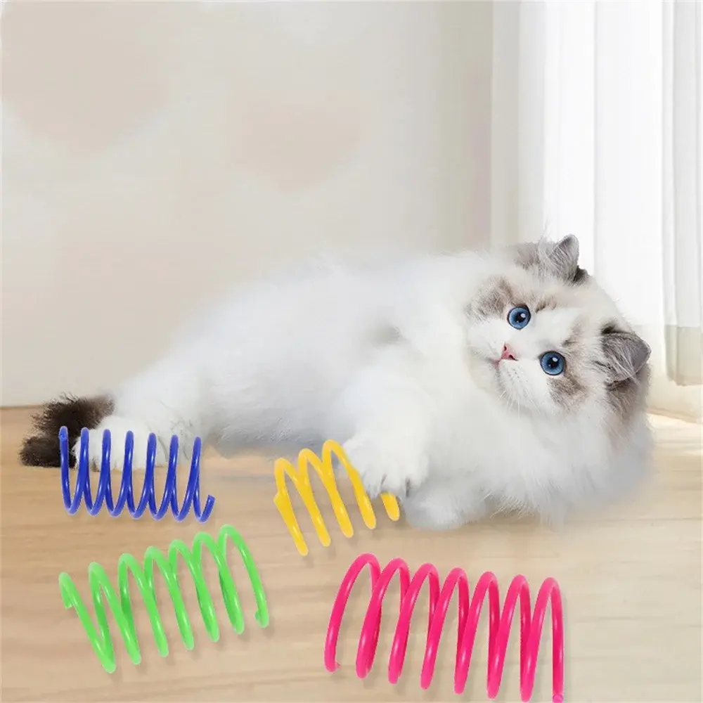 4Pcs Cat Spring Toys Kitten Coil Spiral Springs Interactive Toy Colorful Springs Cat Self-pleasure Toy Pet Supplies
