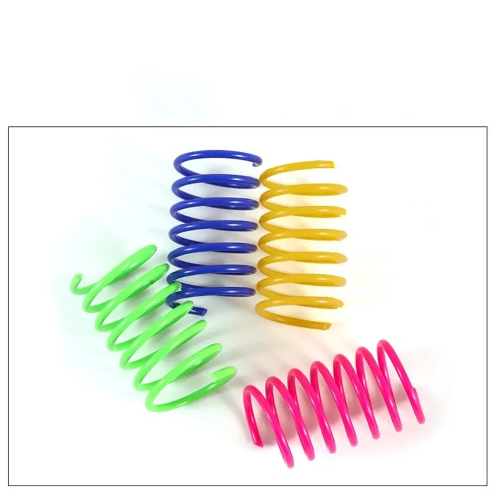 4Pcs Cat Spring Toys Kitten Coil Spiral Springs Interactive Toy Colorful Springs Cat Self-pleasure Toy Pet Supplies