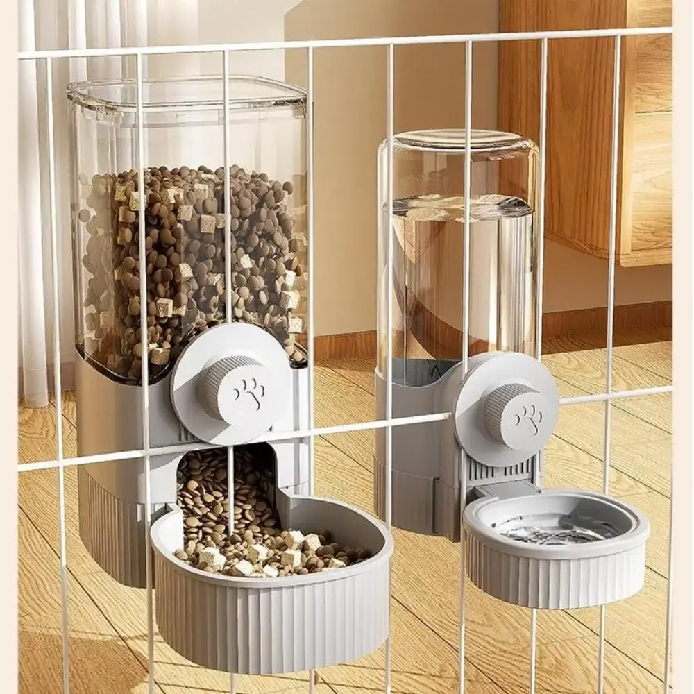 Pet Hanging Automatic Food Feeder Water Dispenser Gravity Dog Cat Cage Hanging Feeder Waterer Set Dog Cat Feeding Bowl
