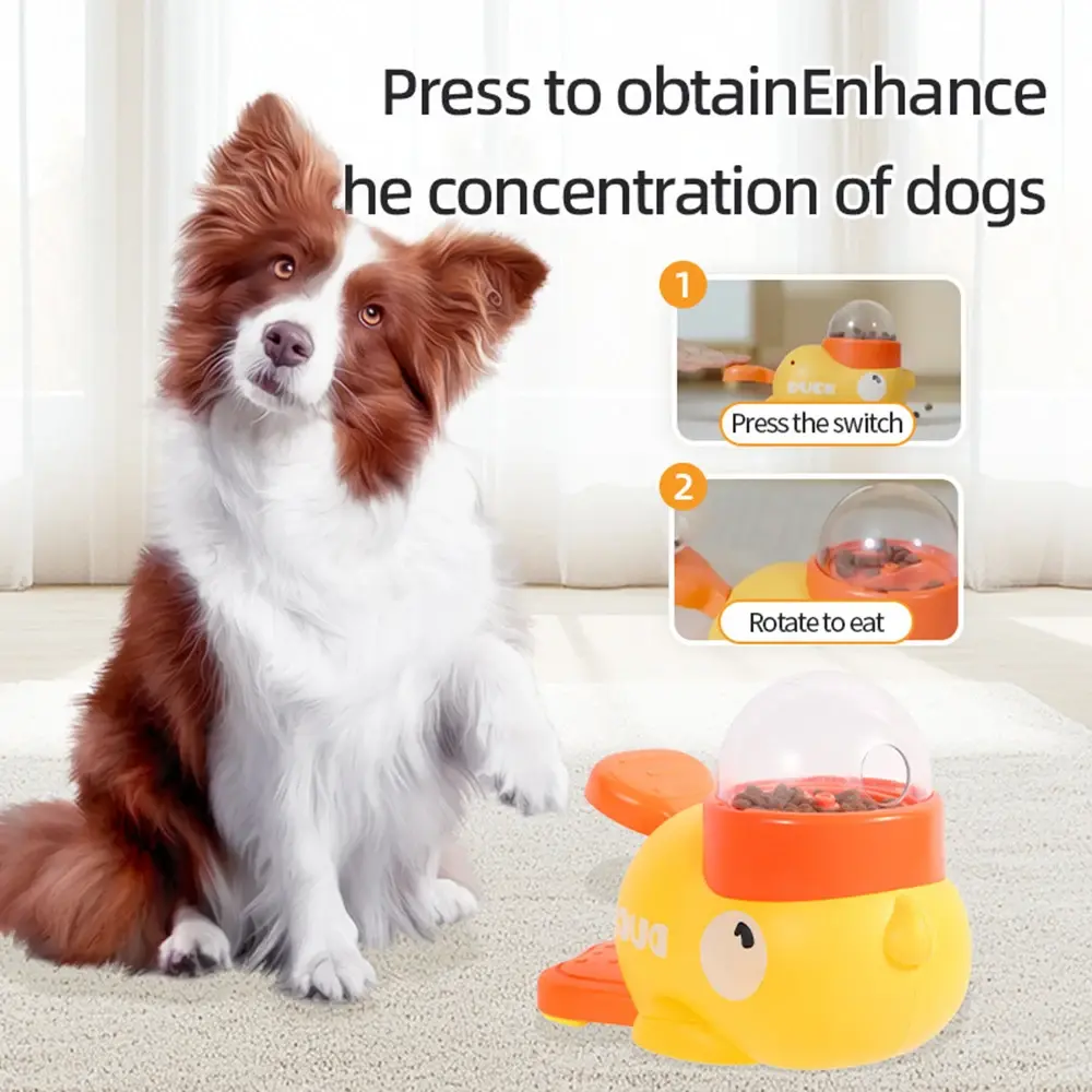 Automatic Dog Puzzle Feeder Interactive Toys Pet Food Treat Dispenser Cartoon Duck Design Anti-slip Pet Feeder for Dog Training