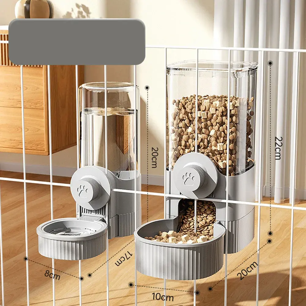 Pet Hanging Automatic Food Feeder Water Dispenser Gravity Dog Cat Cage Hanging Feeder Waterer Set Dog Cat Feeding Bowl
