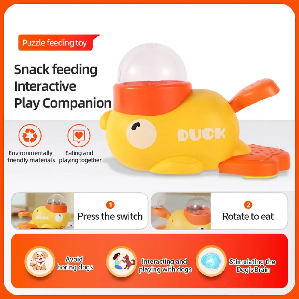 Automatic Dog Puzzle Feeder Interactive Toys Pet Food Treat Dispenser Cartoon Duck Design Anti-slip Pet Feeder for Dog Training