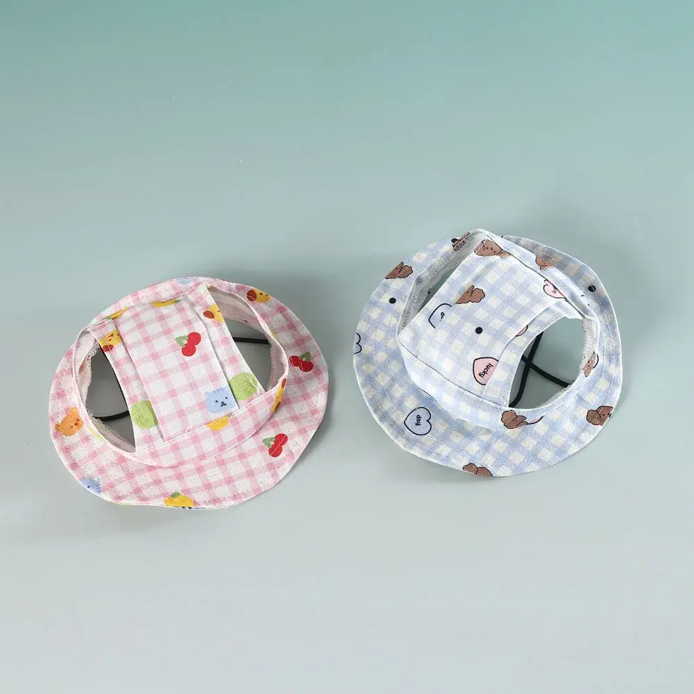 Cute Pet Hat for Small Dogs Cats Dog Summer Breathable Sunscreen Hat with Ear Holes Puppy Kitten Outdoor Travel Hiking Hat