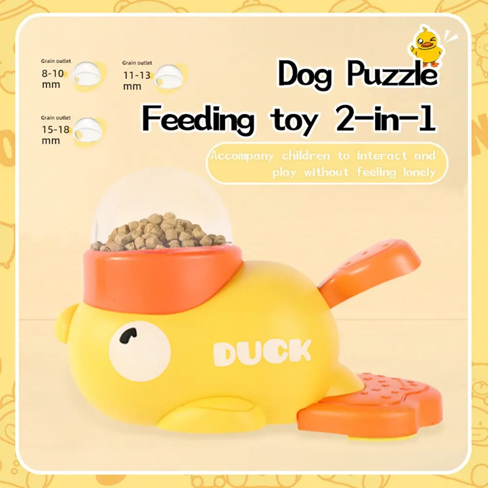 Automatic Dog Puzzle Feeder Interactive Toys Pet Food Treat Dispenser Cartoon Duck Design Anti-slip Pet Feeder for Dog Training