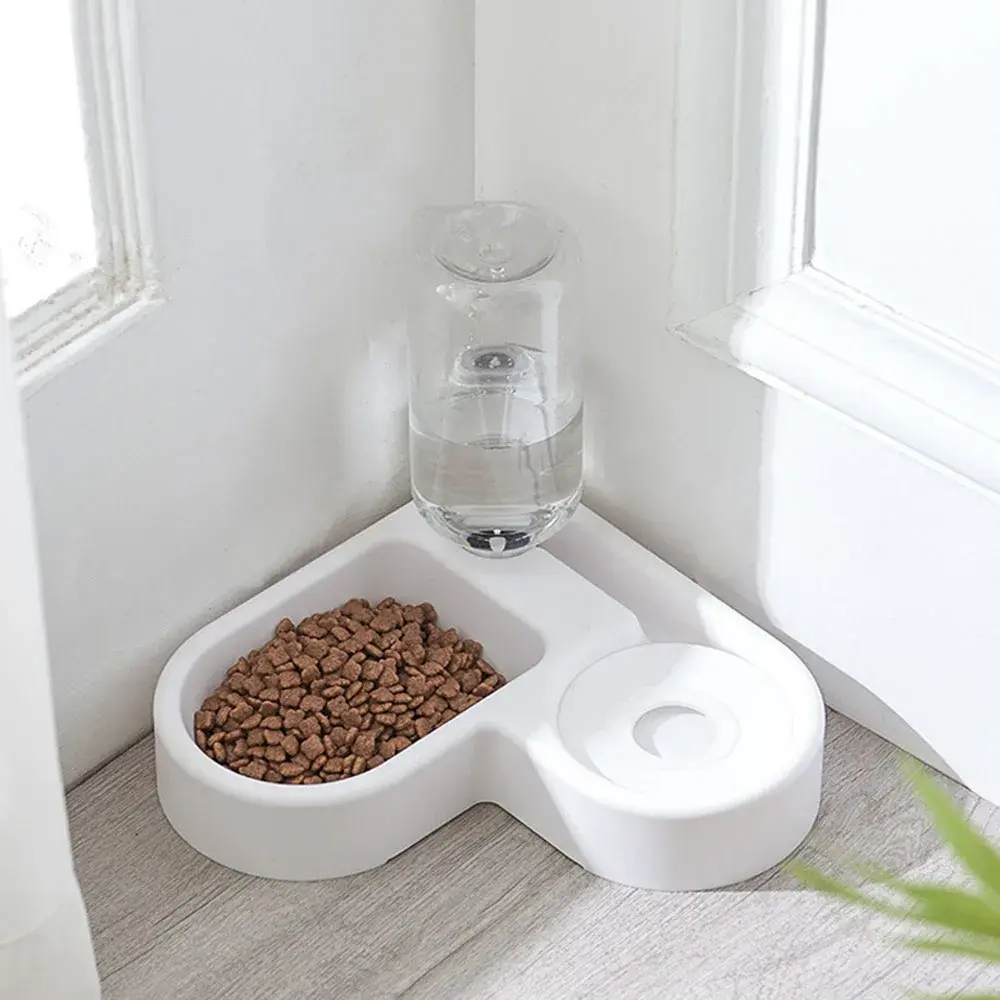 Corner Pet Feeder Cat Automatic Water Feeder Moisture-proof Cat Feeding Bowl with Water Dispenser Dog Cat Drinking and Feeding