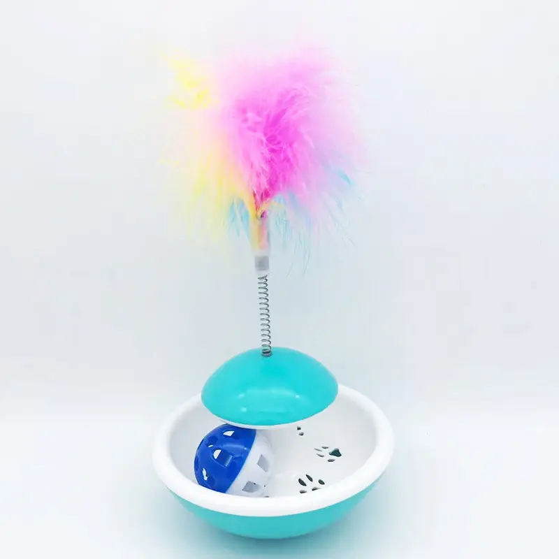 Cat Self-Happiness Toy Pet balance ball toy Pet Interactive Educational Sound Toy Cat Self-Play Feather Teasing Wand