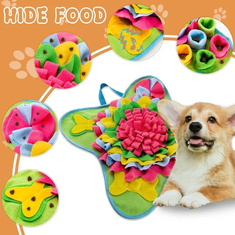 Pet Sniffing Training Mat Slow Food Mat Dogs Cats Educational Stress Relief Bite Resistant  Pets Eco-friendly Training Blanket