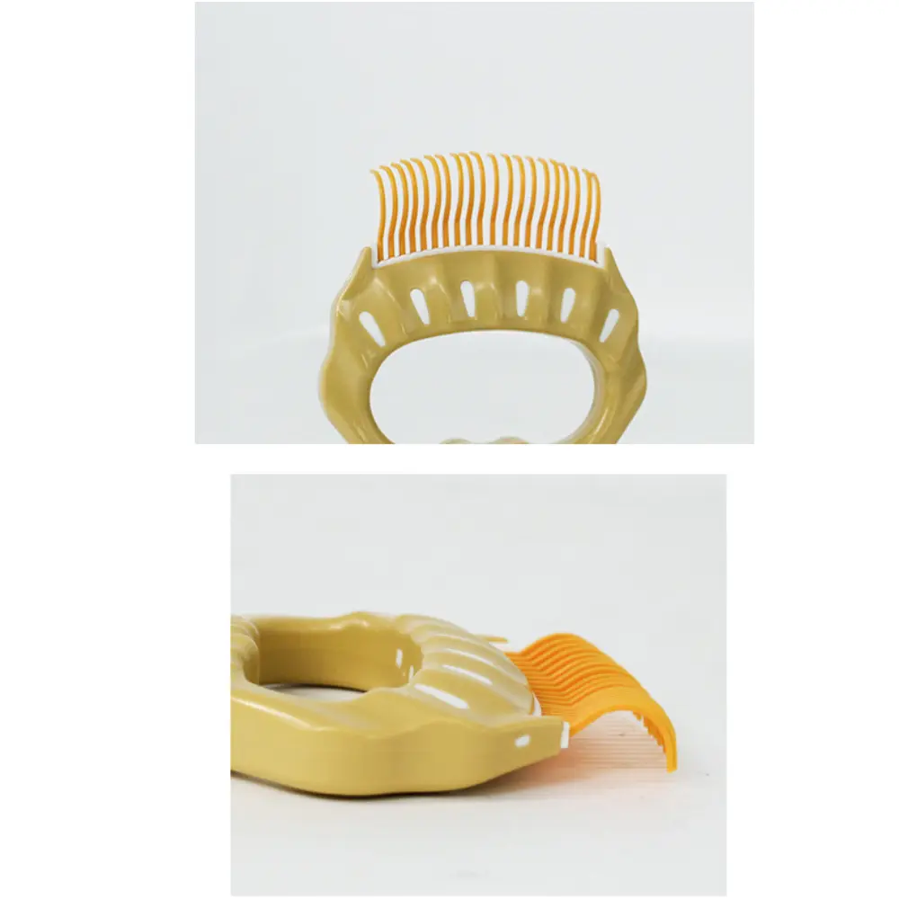 Gentle Pet Grooming Brush for Dogs & Cats - Stretch Nylon Comb Reduces Shedding Painless Hair Removal with Ergonomic Grip Design