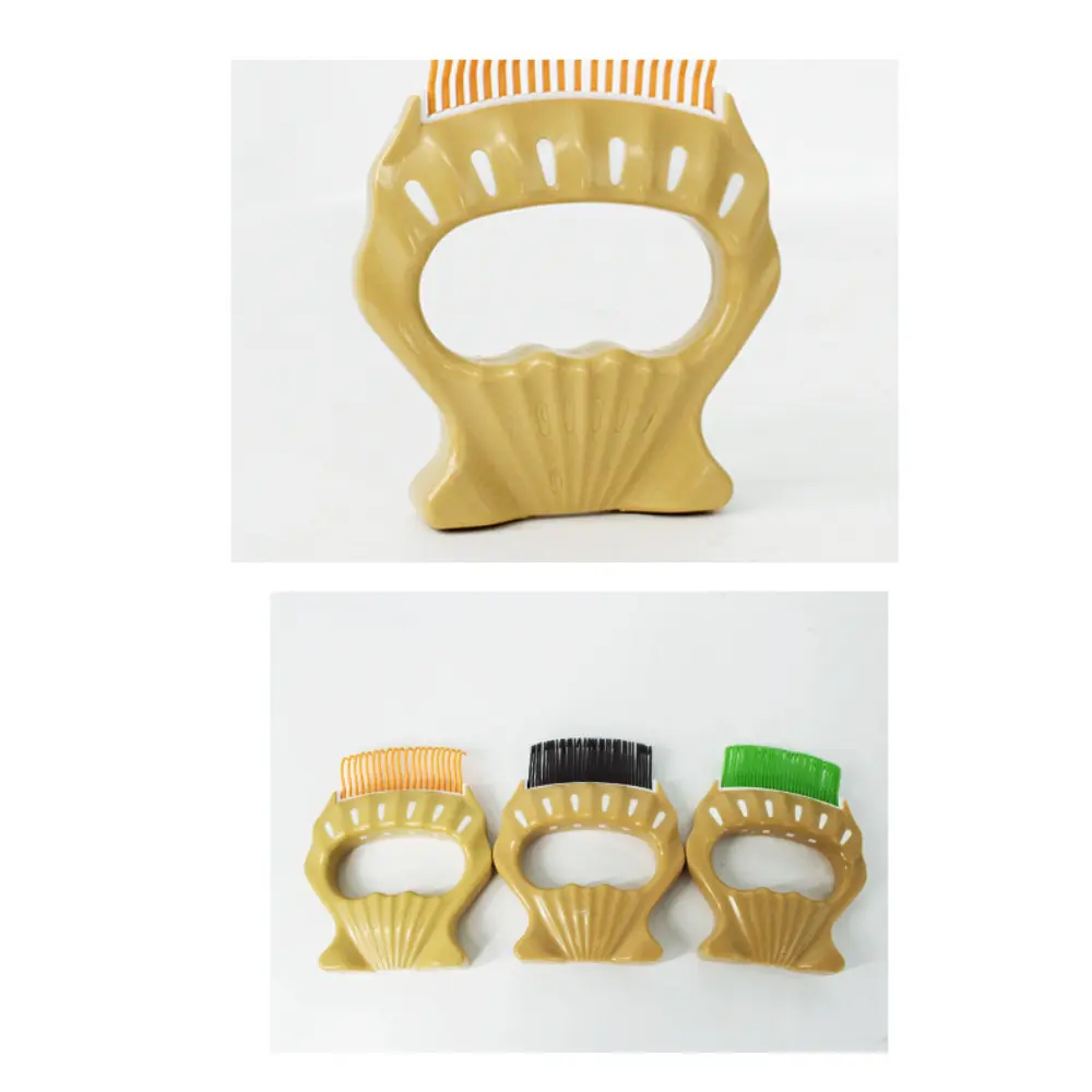 Gentle Pet Grooming Brush for Dogs & Cats - Stretch Nylon Comb Reduces Shedding Painless Hair Removal with Ergonomic Grip Design