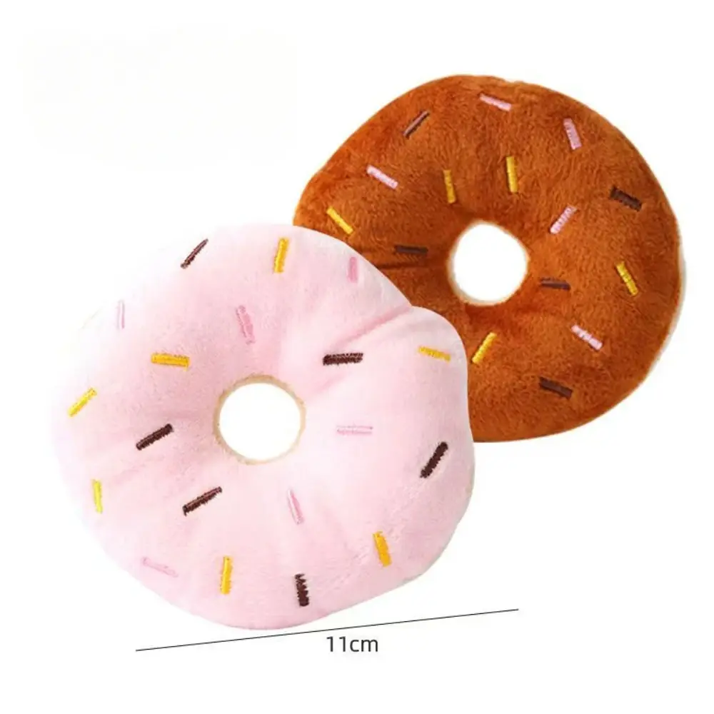 Doughnut Shape Plush Dog Toy Soft Pet Squeaky Toys for Small Medium Dog Puppy Cleaning Teeth Chew Interactive Toy Pet Supplies