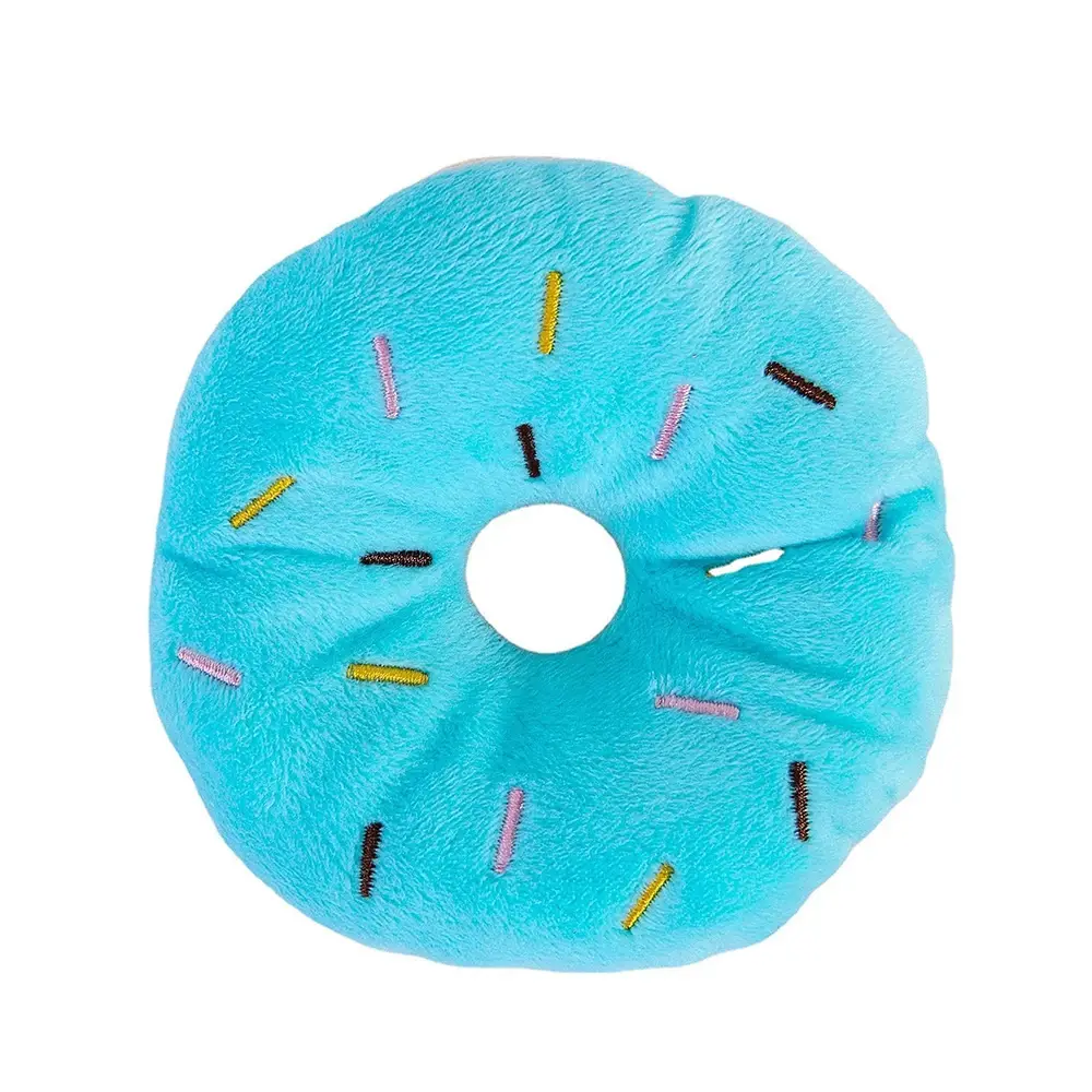Doughnut Shape Plush Dog Toy Soft Pet Squeaky Toys for Small Medium Dog Puppy Cleaning Teeth Chew Interactive Toy Pet Supplies