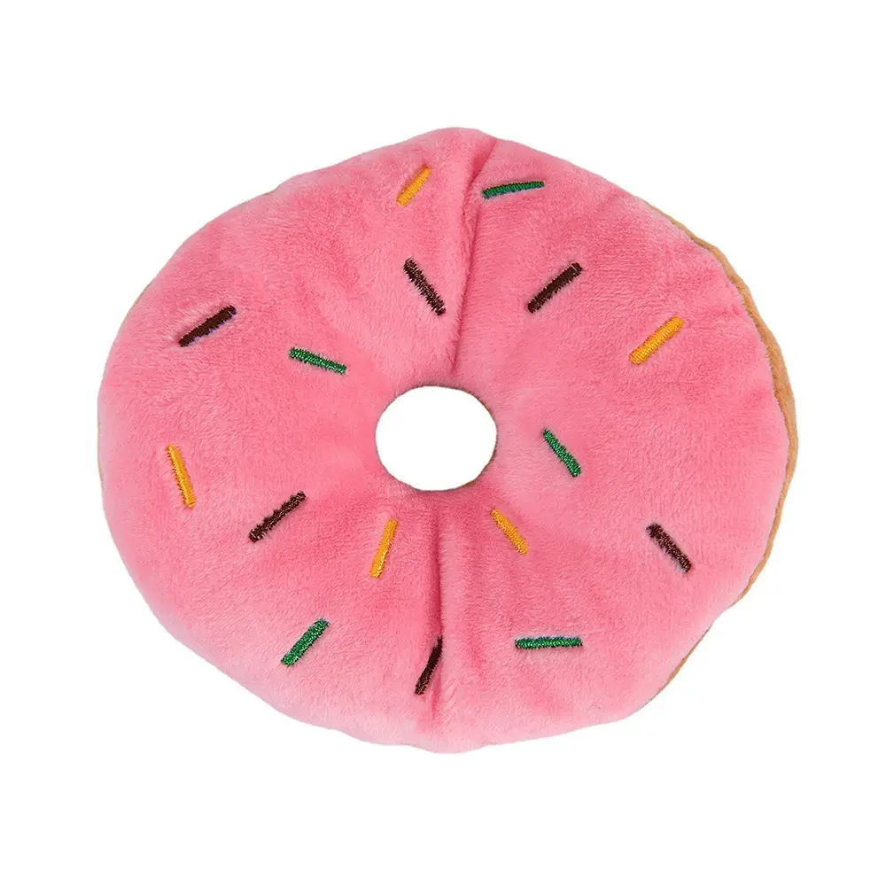Doughnut Shape Plush Dog Toy Soft Pet Squeaky Toys for Small Medium Dog Puppy Cleaning Teeth Chew Interactive Toy Pet Supplies