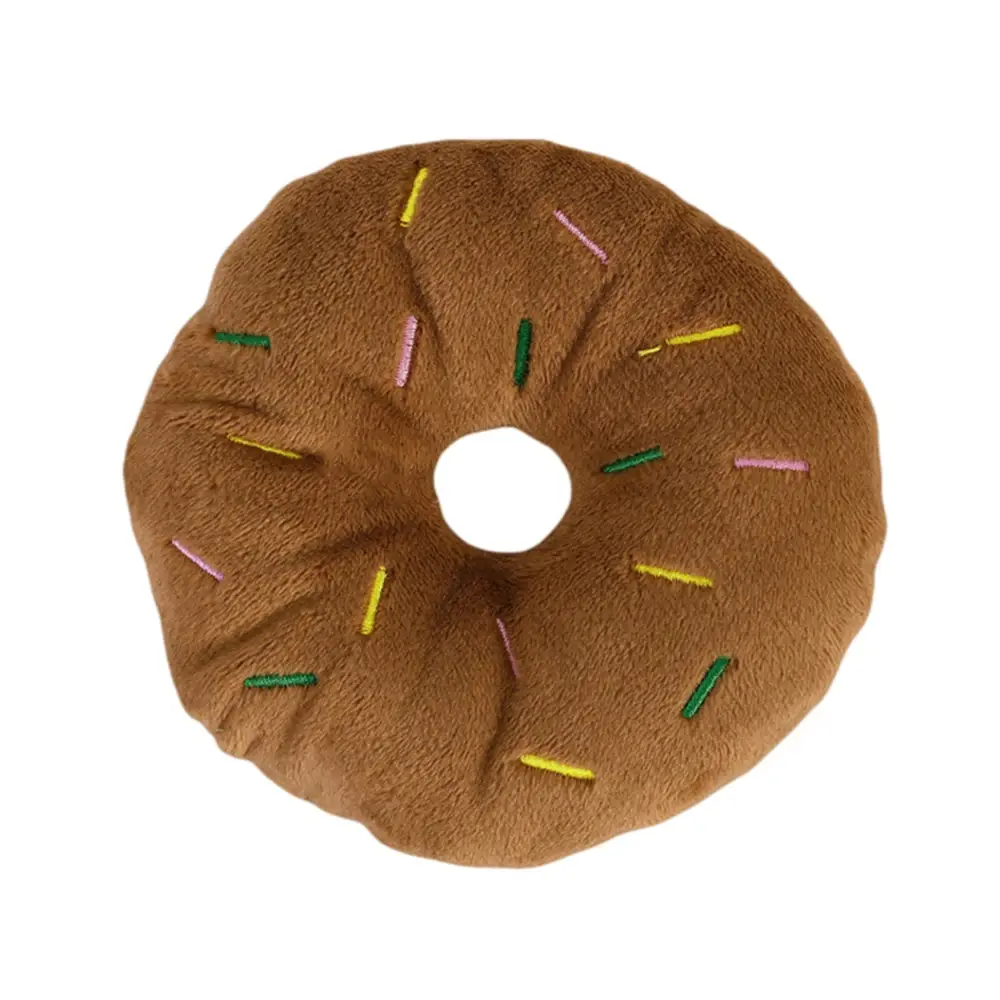 Doughnut Shape Plush Dog Toy Soft Pet Squeaky Toys for Small Medium Dog Puppy Cleaning Teeth Chew Interactive Toy Pet Supplies