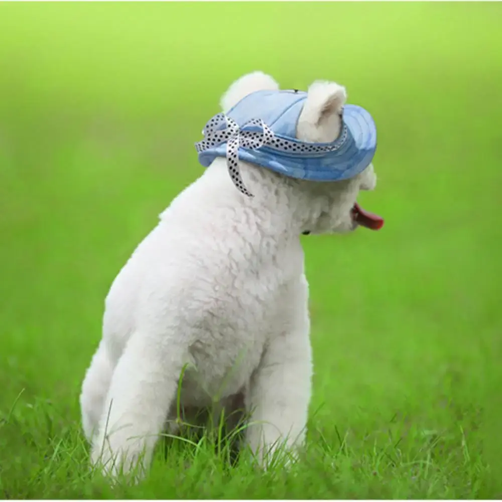 Pet Princess Hat Dog Hat with Ear Holes Adjustable Mesh Breathable Pet Hat for Small Dogs Cats Outdoor Sunhat Pet Supplies