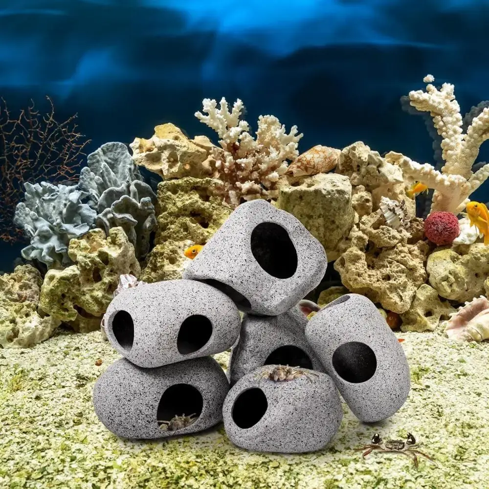 Cichlid Stone Cave Aquarium Fish and Shrimp Hiding House Breeding House Fish Tank Pond Ceramic Decoration Fish Shrimp Breeding