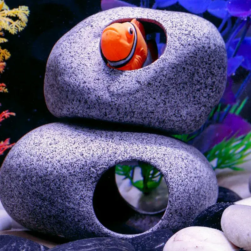 Cichlid Stone Cave Aquarium Fish and Shrimp Hiding House Breeding House Fish Tank Pond Ceramic Decoration Fish Shrimp Breeding