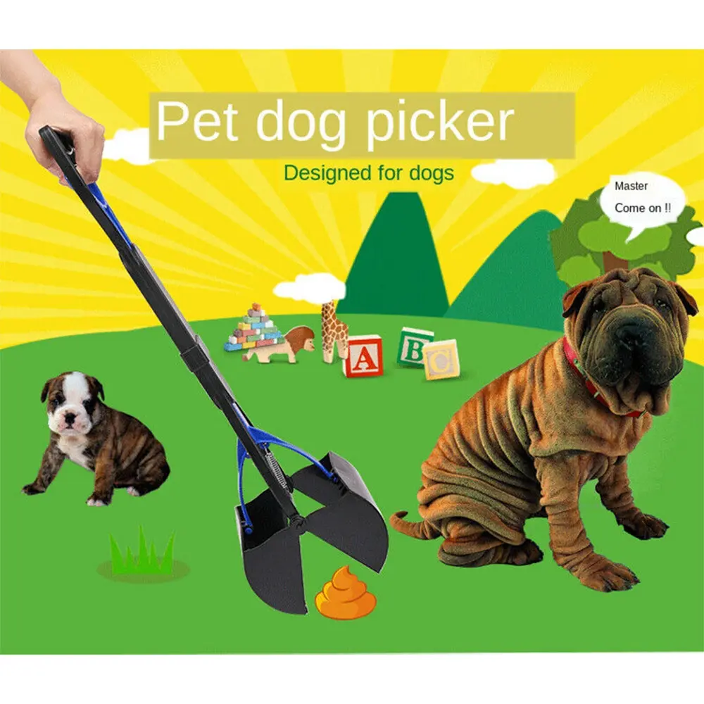 Dog Pooper Scooper Long Handle Fecal Picker Poop Grabber Foldable Excrement Collector Outdoor Cleaning Tool Pet Supplies