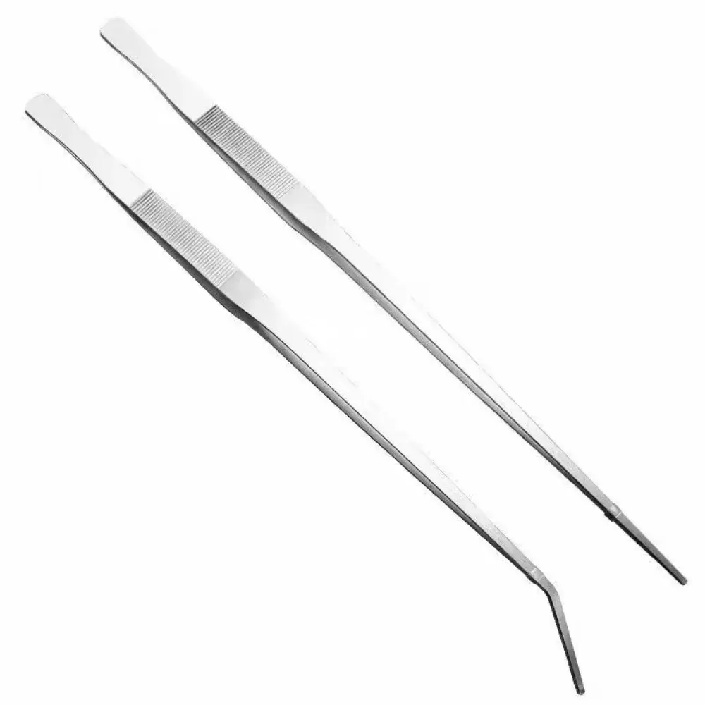 27/38/48cm Aquarium Tweezers Multifuctional Stainless Steel Elbow Tweezers Fish Tank Landscaping Tools Aquarium Feeding Tong