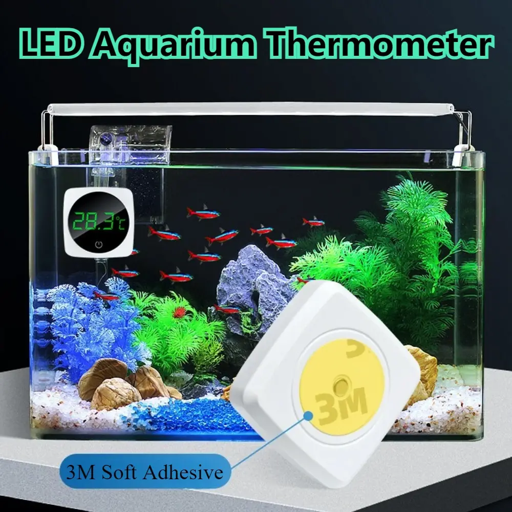 LED Aquarium Thermometer Self-Adhesive LCD Digital Fish Tank Mini Thermometers Water Temperature Measuring Aquarium Accessories